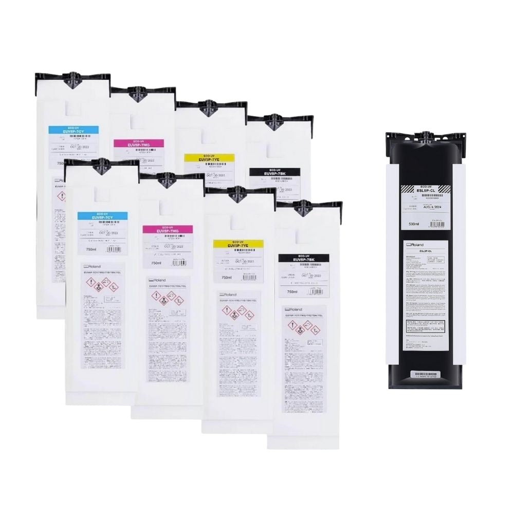 Roland Eco-UV EUV5 UV Ink Pouch 750 ml Bundle